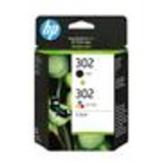 HP 302 - 2-pack - svart, färg (cyan, magenta, gul) - original - bläckpatron - för Deskjet 1110, 21XX, 36XX, ENVY 45XX, Officejet 38XX, 46XX, 52XX