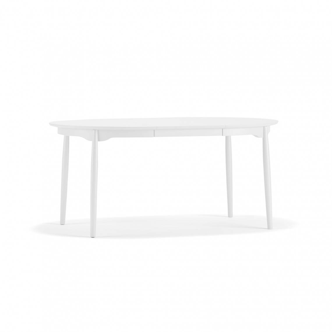 Spisebord Carl, Udførelse Björk - Vit 21, Størrelse Ø 115 cm + 50 cm.