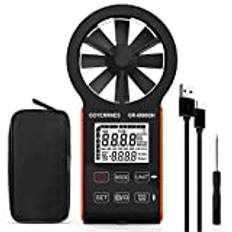 Handhållen anemometer, GR-6000 GH digital vindhastighet CFM-mätare anti-störning beröringsknapp bärbar luftflödesmätare mätning lufthastighet luftvolym temperatur för HVAC-ventiler, båtsegling, skytte