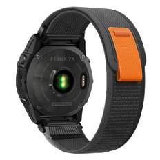 SumRioo QuickFit 26 mm Armband für Garmin Fenix 8/8 Solar 51 mm/7X Pro/7X/6X Pro/6X/5X Plus/5X/3/3HR, Nylon Trail Loop Uhrenarmband für Garmin Tactix 8 51 mm, Enduro 3, Epix 2 Pro, Schwarz/Grau