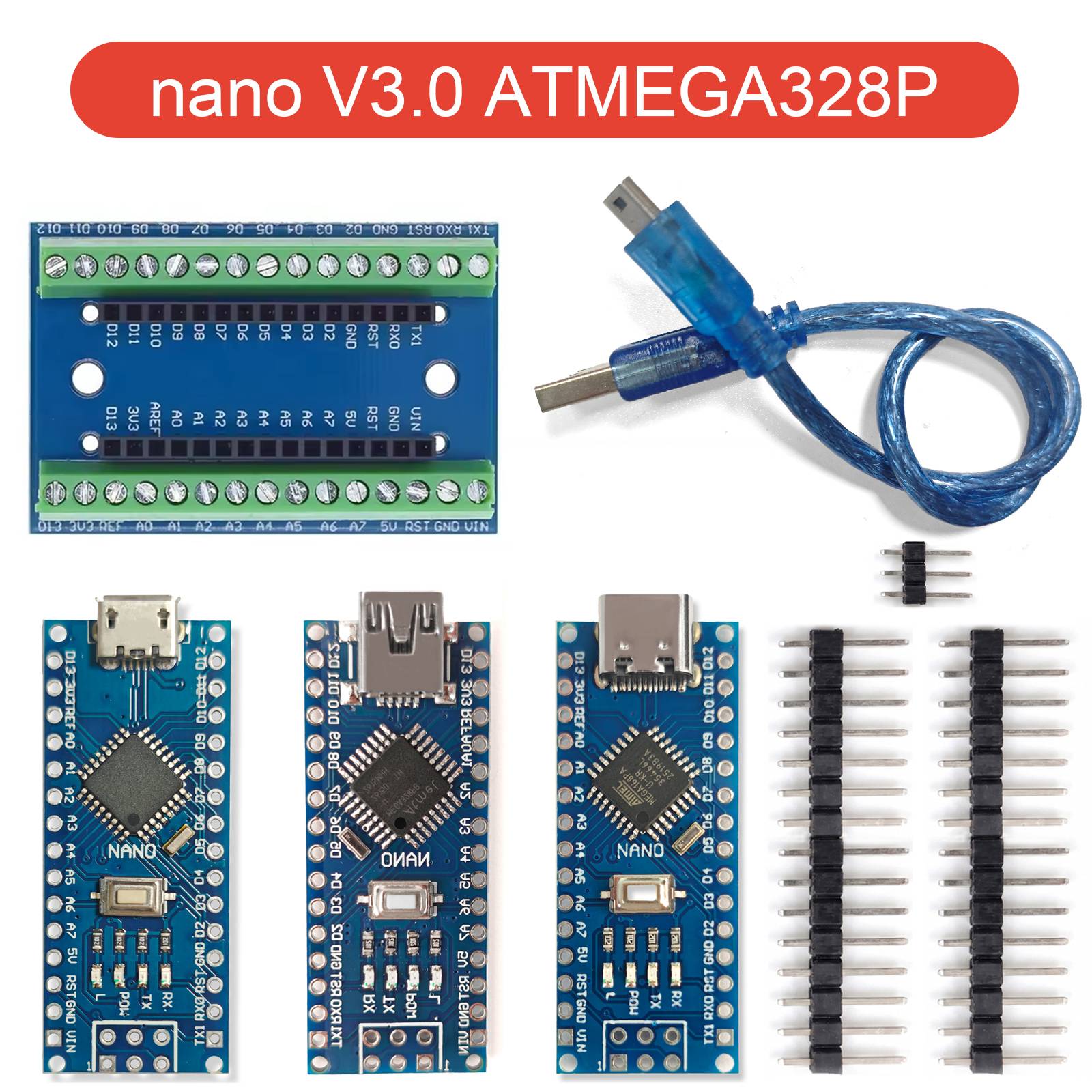 ATmega328P Nano V3.0 Development Board Compatible Arduino Nano 3.0 Micro USB PCB Controller Board for DIY Electronics  Expansion