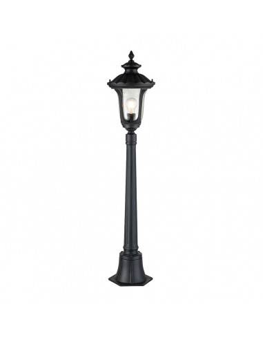 CHICAGO Udendørs bedlampe i aluminium og glas H115 cm 1 x E27 - Sort/Klar med dråbeeffekt