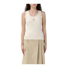 Kenzo, Topp, Dam, S, Bomull, Räfflad tanktop med blomemble - beige (S)