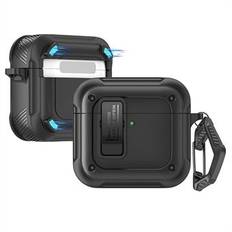 För AirPods 4 Hörlurar Fodral PC+TPU Stötsäkert Heltäckande Skyddande Magnetiskt Skal med Karbinhake