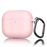 Seltureone Fodral för Airpods 4 (2024) med nyckelring, [synlig front] mjuk silikon, stötsäkert fodral, stöd för trådlös laddning – rosa