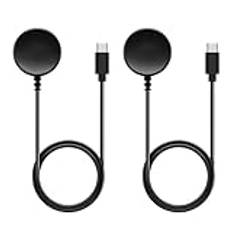 2 stycken smartklockladdningskabel för Galaxy Watch 6 Classic/5/5 Pro/4/4 Classic/3/Active 2/1, induktiv laddningsstation med 100 cm USB-C-laddningskabel, laddare, trådlös klockladdare, klocka