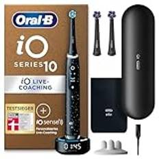 Oral-B iO Series 10 Plus Edition Elektrische Zahnbürste/Electric Toothbrush, PLUS 3 Aufsteckbürsten (inkl. 2x Strahlendes Weiss), 7 Modi für Zahnpflege, Lade-Reiseetui, Designed by Braun, cosmic black