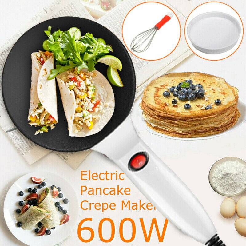 Elektrisk crepe maker pizza pannkaka maskin non-stick stekpanna bakplåt tårta maskin kök matlagning verktyg - Vit