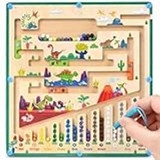 Montessori-leksak, magnetisk labyrint, montessorileksak för 3 år, magnetisk leksak för barn, dinosaurieleksak för 3 år, flickor pojkar 4 5, 6 år, dinosaurietema