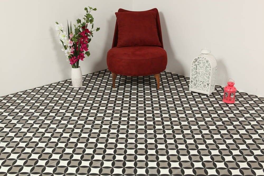 Marockanskt Kakel Settat Black And White 20X20