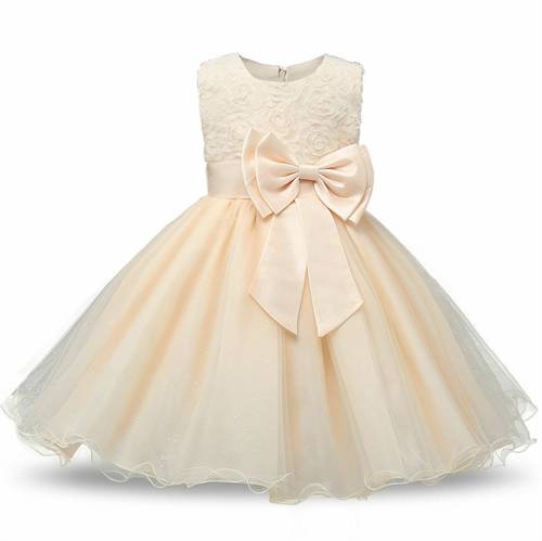 Børne festkjole; Little Rosalin, creme.