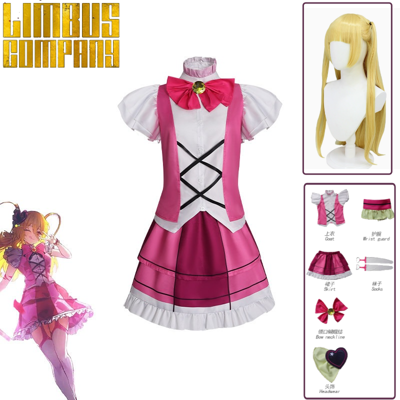 Limbus Company Cosplay Costume Queen of Hatred Don Quixote Magical Girl Don Pink Dress Lolita wig Game Anime Full Set Cosplay