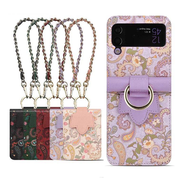 För Samsung Galaxy Z Flip 8 Flip 7 Fodral Z Flip 7FE 6 5 4 3 Vikbar Skärm Premium Läder Premium Elegant Trendigt Telefonfodral