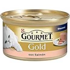 Gourmet Purina Gold Mousse, våt kattmat med lax, 24 burkar à 85 g