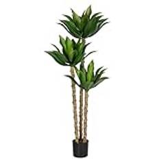 Oairse 150 cm konstgjord växt Yucca palm konstgjorda växter stor med 3 huvuden i plastkruka, konstgjord växt stor i kruka för vardagsrum sovrum kontor deco, inomhus utomhus trädgård modern dekoration