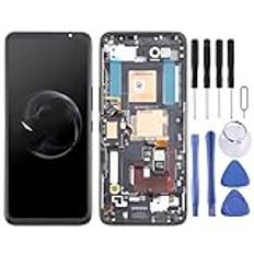 Cell Phone LCD Display Fr for ASUS Rog Phone 7/7 Ultimate AMOLED Original LCD -skrm Digitizer Full Assembly med Frame (Black) Spare Part