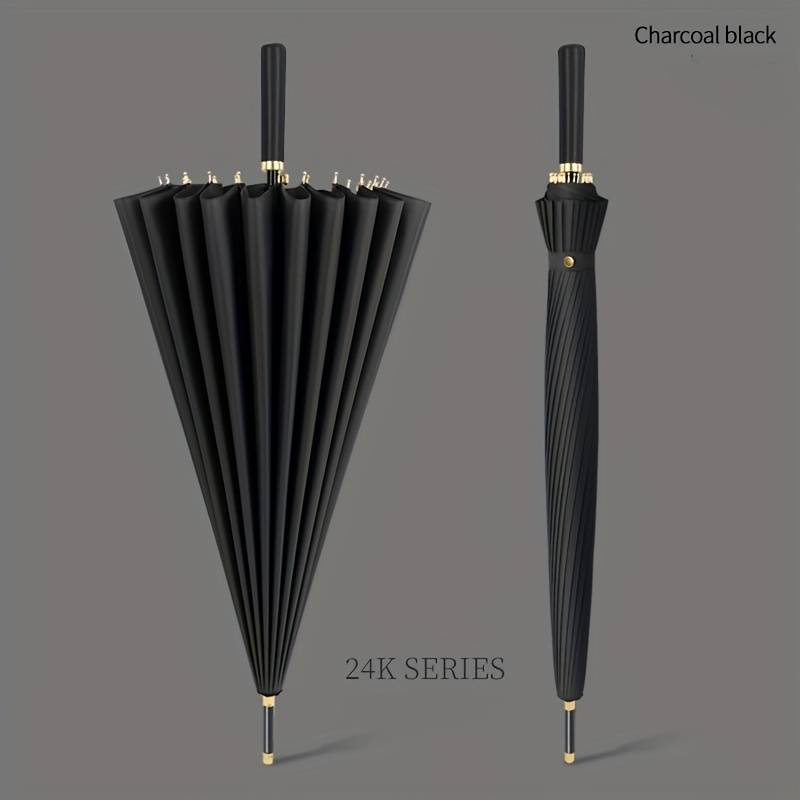 24-rib Giant Long-handled Golf Umbrella - Durable Oversized 3-person Coverage, Automatic Umbrella , Extreme Weather, Beach, Hiking & Commuting