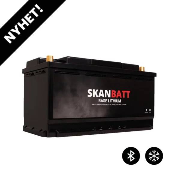 SKANBATT Base Lithium – 12V 100Ah 100A BMS – Bluetooth – Heat – 355x175x190mm – Husbil
