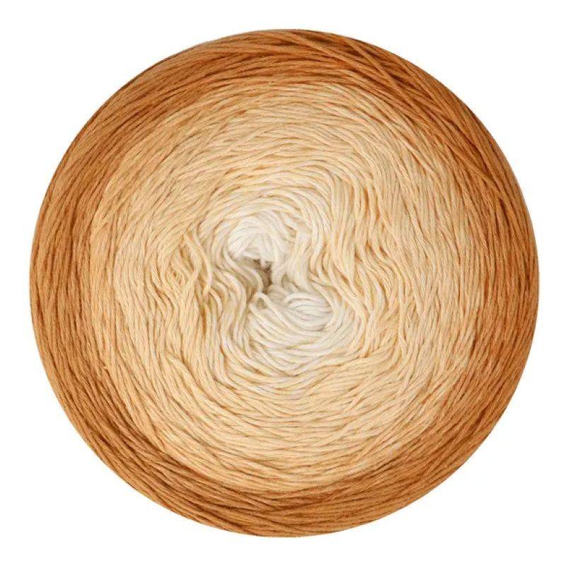 Scheepjes Cotton Whirl 744 Enchanted Sands Indhold:100% økologisk bomuld Vægt/længde:226 g = ca 1000 meter Anbefalede pinde:2.50-3.50 mm Strikkefasthed:10 x 10 cm = 25 m x 44 p Vask:Maskinvask op til 30°C.
