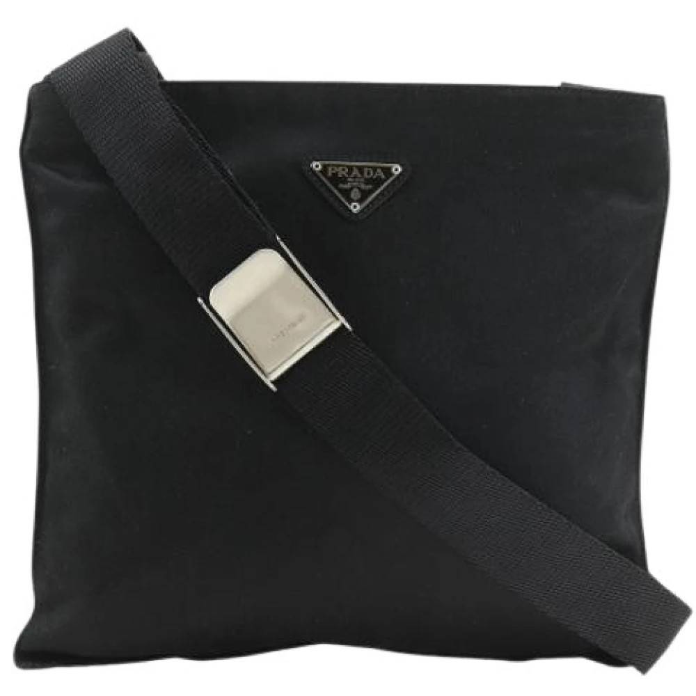 Prada Vintage Pre-owned Satin Skuldertaske - Vintage - Dame - Sort - ONE SIZE - Uld