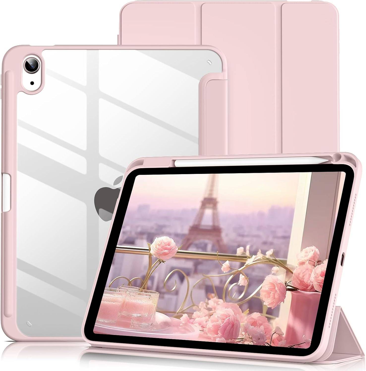 Acrylic Clear Back Case for iPad 11th Gen A16 2025 10th Gen 10.9" 2022 Tri-Fold Stand with Pencil Holder Magnetic Smart Cover