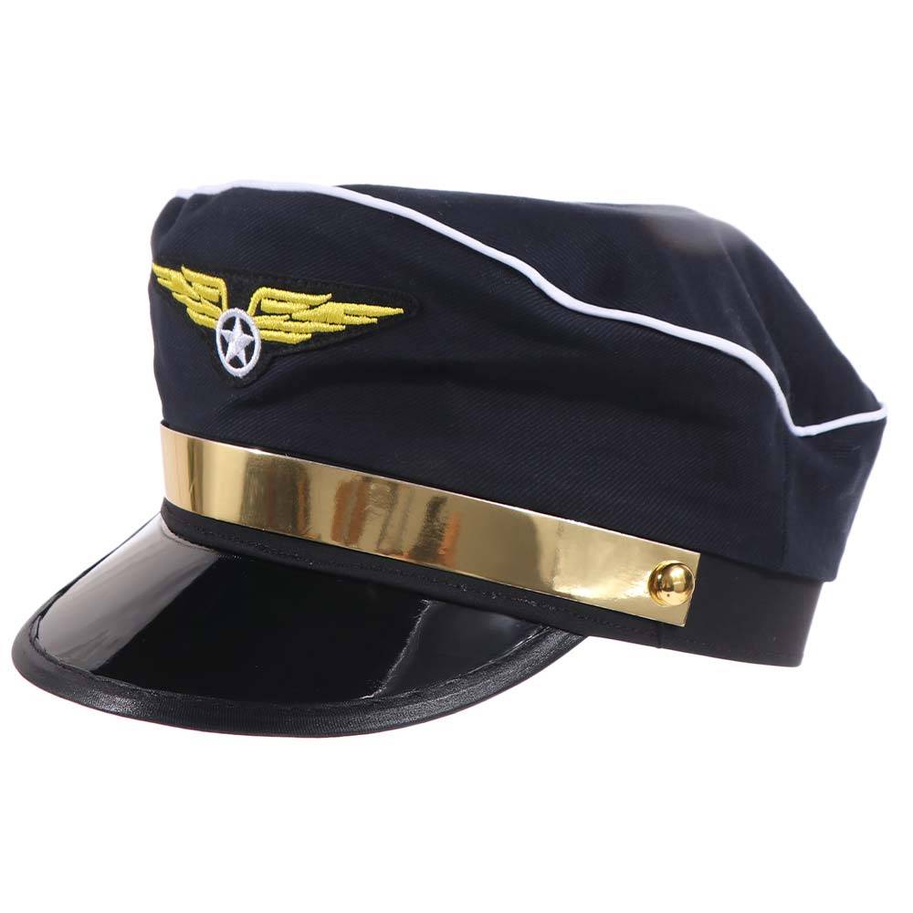 Kostymrekvisita Flygvapenmössa Flygbolagstema Uniform Pilotmössa Lätt att bära Pilotmössa Fest Cosplay blå