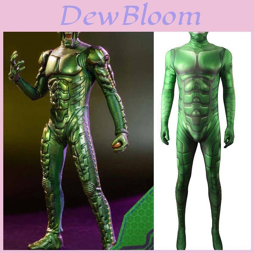 Marvel Green Goblin 3D Cosplay-dräkt med helkroppsdräkt för Halloweenfest 140cm grön