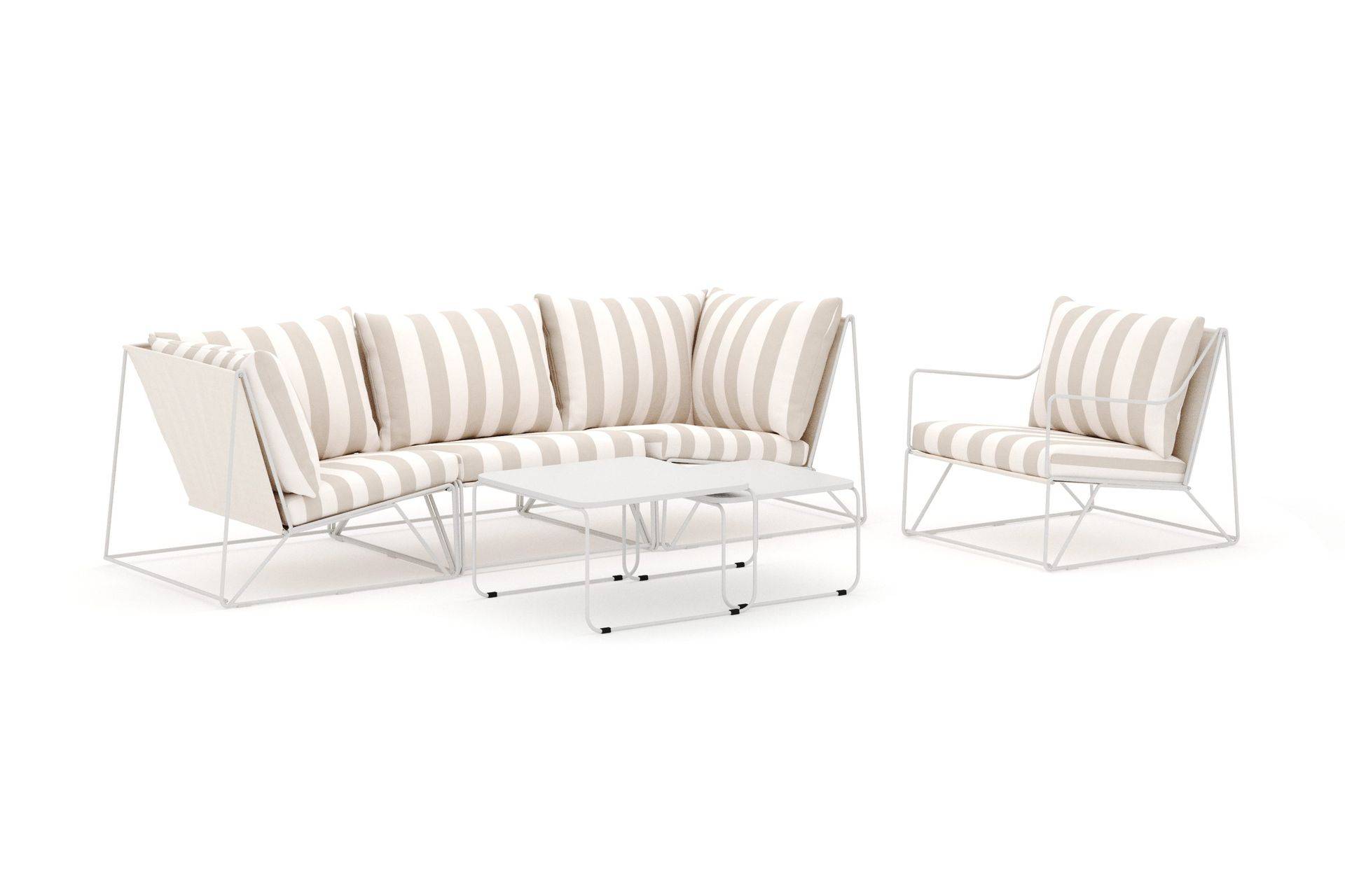 Comfort Garden Usteryd utomhus rak 4-sits soffa med fåtölj - Beige/Striped Loungesoffa