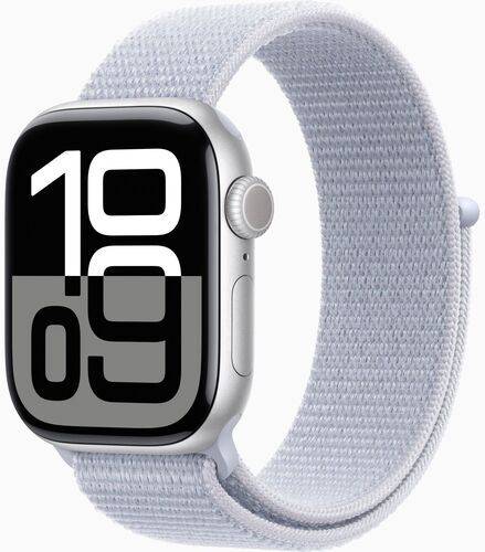 Apple Watch Series 10 Aluminium 42 mm (2024) | GPS + Cellular | silver | Sportloop | dimblå