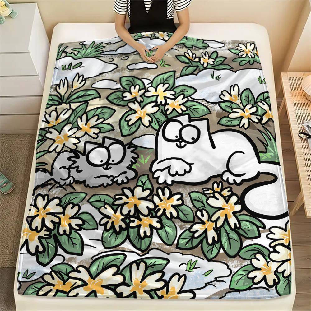 1 st Simon's Cat Tryck Flanellfilt, Högkvalitativ Alla Årstider, Heminredning, Värme och Komfort, Perfekt för Julklappar