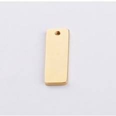 Fnixtar rektangel charms taggar gravera logotyp kontakt charms spegel polerat rostfritt stål diy smycken 6 x 18mm 20 st / parti