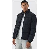 Mens Funnel Neck Puffer Jacket in Black
