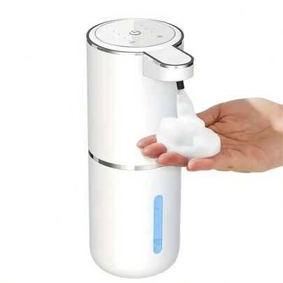 1 st 380 ml uppladdningsbar väggmonterad automatisk tvålpump med sensor för badrum, badrumsinredning, höstdekor, skolstart - Vit - med flytande visningsfönster (En-Storlek)