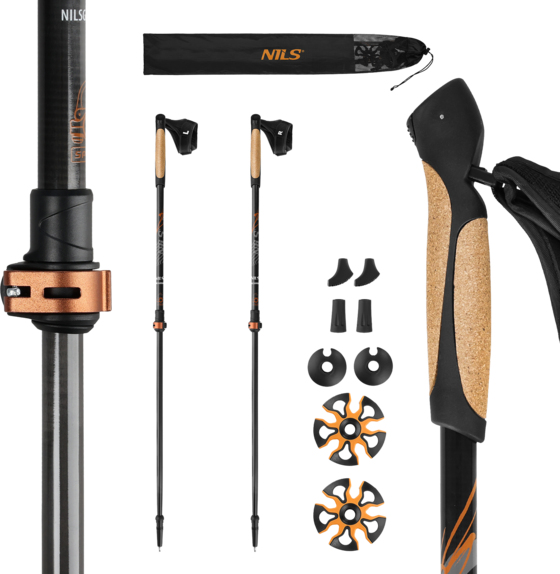 Northix Carbon Fibre Nordic Walking Poles, Adjustable Length Tillbehör Black - One Size
