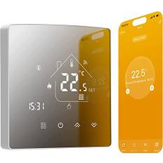 Beok Smart Termostat för golvvärme, programmerbar WIFI termostat för elektrisk golvvärme, kompatibel med Tuya Smart/Google Home/Alexa Echo röstassistent, max 16A TGR85WIFI-EP