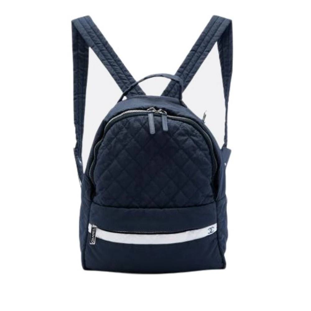Chanel Vintage Pre-owned Quilted Nylon Backpack - Vintage - Dame - Blå - ONE SIZE - Nylon