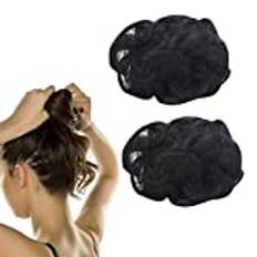 Messy Hair Bun, Hair Scrunchies Extension, Black Fake Hair Bun High Temperature Fiber Syntetisk Chignon Lockigt Hårförlängning Peruker Syntetiska Chignon Hair Pieces för Kvinnor Hårstycke