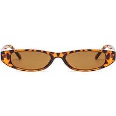 Yooske vintage rektangel solglasögon dam cat eye dam liten båge svart röd solglasögon märke retro smala glasögon - leopard
