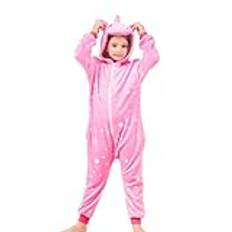 Mjuk enhörning sparkdräkt pyjamas overall för barn, Rosa stjärnor, 10-12 �r