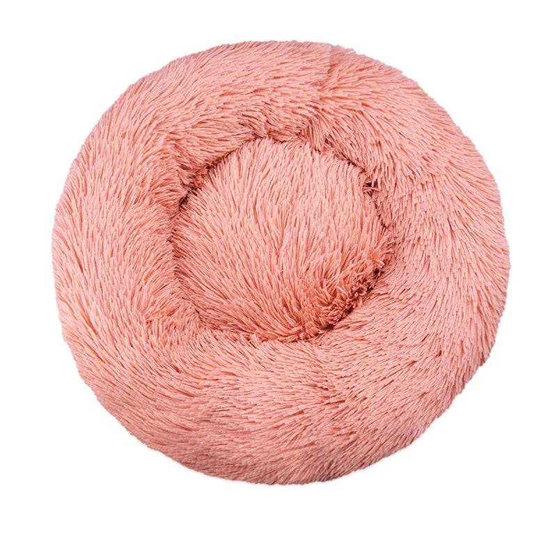 Round Plush Pet Bed — Washable Warm Basket for Dogs & Cats, 6 Sizes - Leather pink / 40cm (40cm)