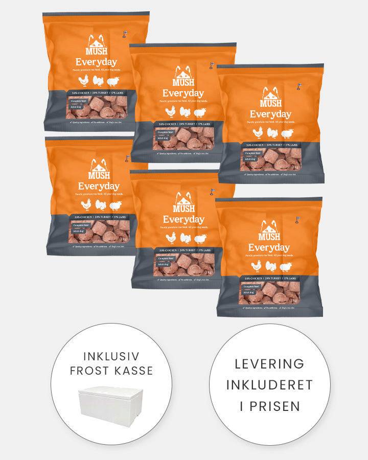 MUSH Everyday Grå XL - Kalkun, Kylling og Lam - 6x3kg