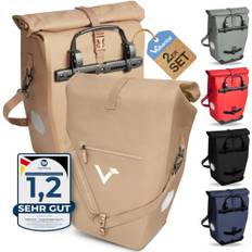 Valkental® Große & wasserdichte Gepäckträgertasche [28L] Abschließbare Befestigung [PVC frei] Fahrradtasche für Gepäckträger mit großen Reflektoren - Inkl. Tragegurt & Innenfächer - Geprüfte Qualität