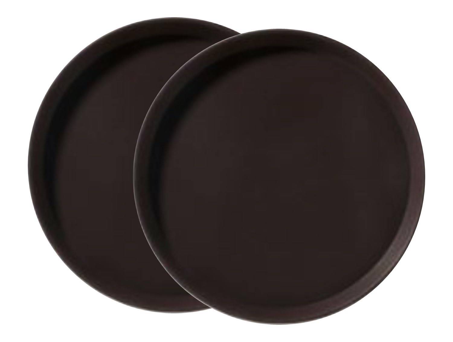 Waiter Trays, Set of 2, Available in Various Sizes, for Restaurants, Hotels, and Cafes, Non-Slip, Dark Brown, Round, Durable, Stylish, Easy to Use, Pr