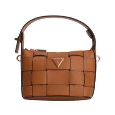 Guess, Väska, Dam, ONE Size, Läder, Brun Bucketväska med Vävd Patch