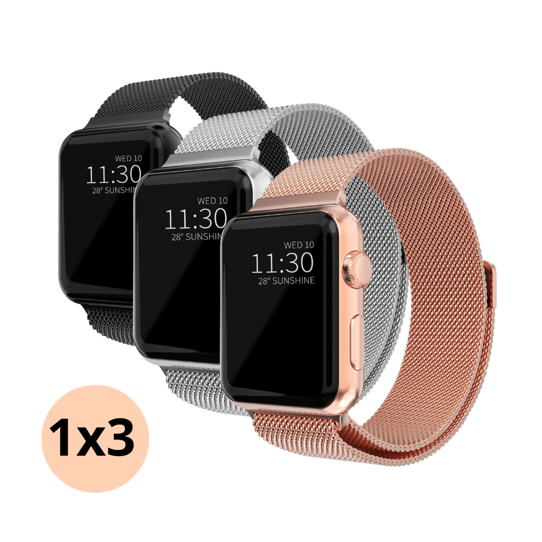Apple Watch Ultra 2 49mm Kit Armband Milanese Loop svart, silver, roséguld