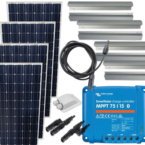 220W-12V Victron monokrystallinsk solcelle pakkeløsning (Bluetooth).