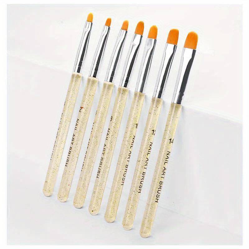 7Pcs Sparkling Powder Bar Nail Art Painting Flat Round Head Phototherapy Nail Pen Nail Tool