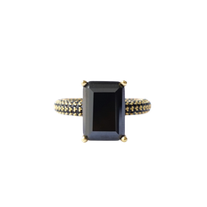 Mega rectangle ring black/gold