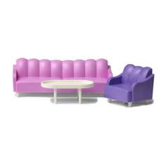 Lundby dockskåp Basic Vardagsrumsset Lundby 603054 soffa fåtölj bord möbler pastell