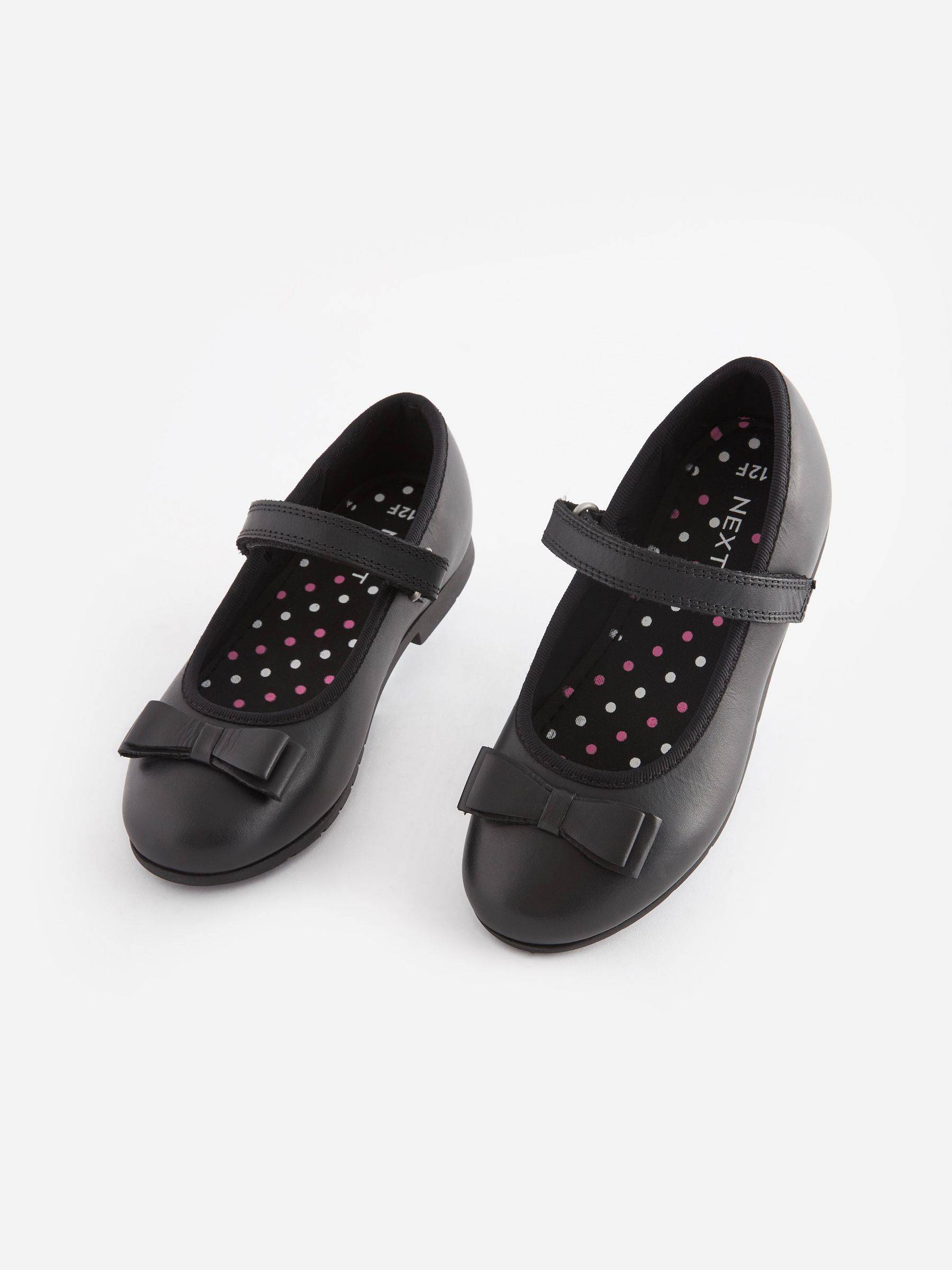 Next Black Matt Standard Fit (F) School Leather Bow Mary Jane Shoes - EU 30 (UK 11.5)